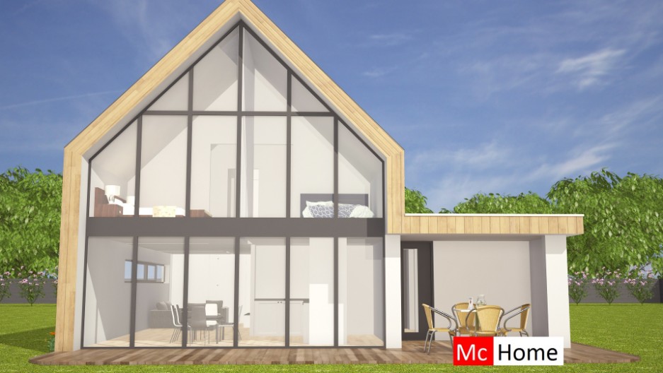 Mc-Home K104  schuurwoning moderne kapwoning staalframe houtskeletbouw lofthome 