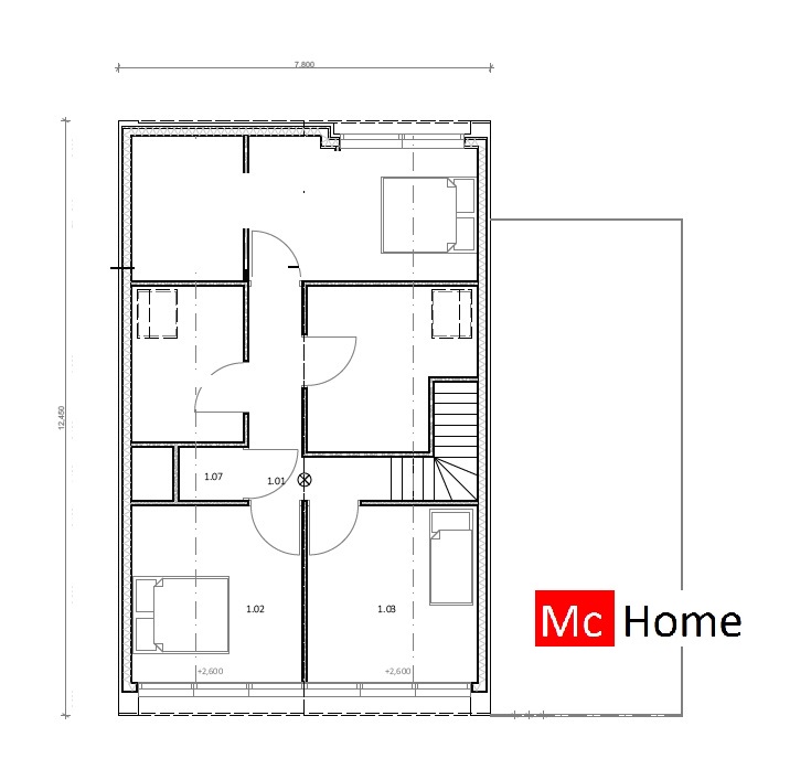 Mc-Home K104  schuurwoning moderne kapwoning staalframe houtskeletbouw lofthome 