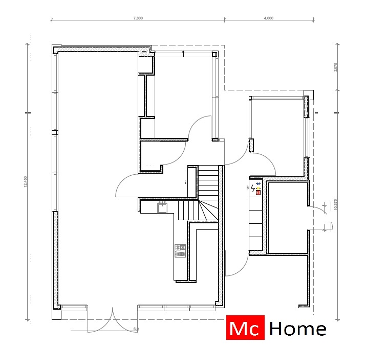 Mc-Home K104  schuurwoning moderne kapwoning staalframe houtskeletbouw lofthome 