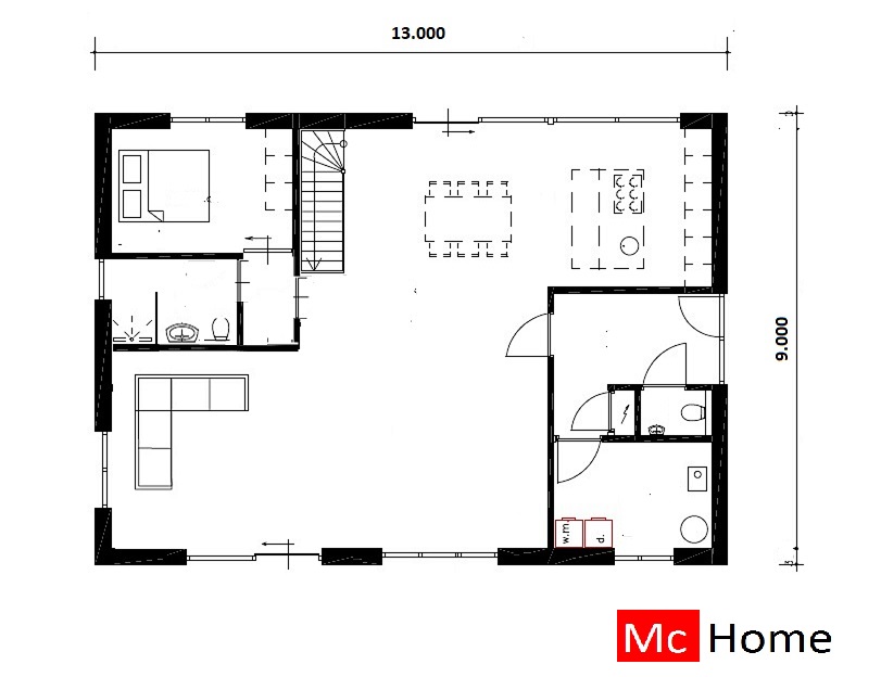 Mc-Home K127 moderne woning hellend schuin dak passief bouwen