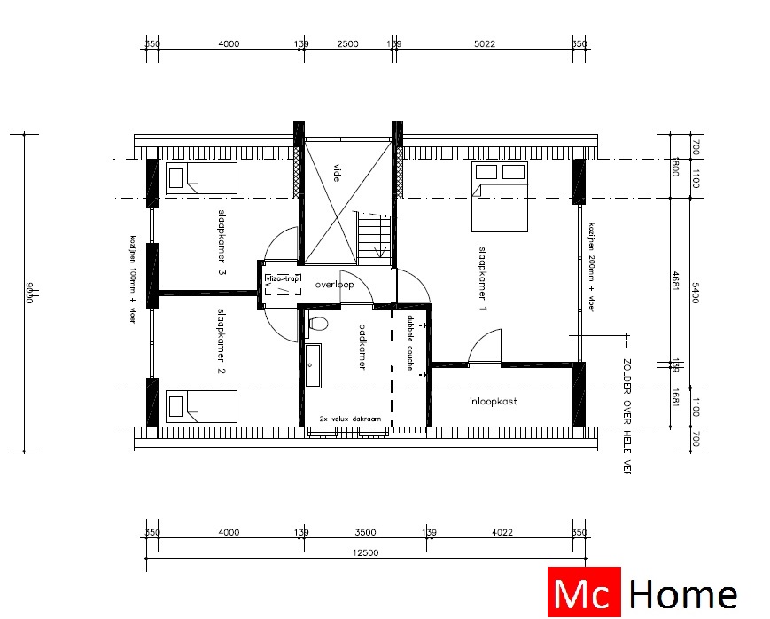 Mc-Home K137 schuurwoning variabele binnen en buitenmaten door Staalframe bouw Nederland