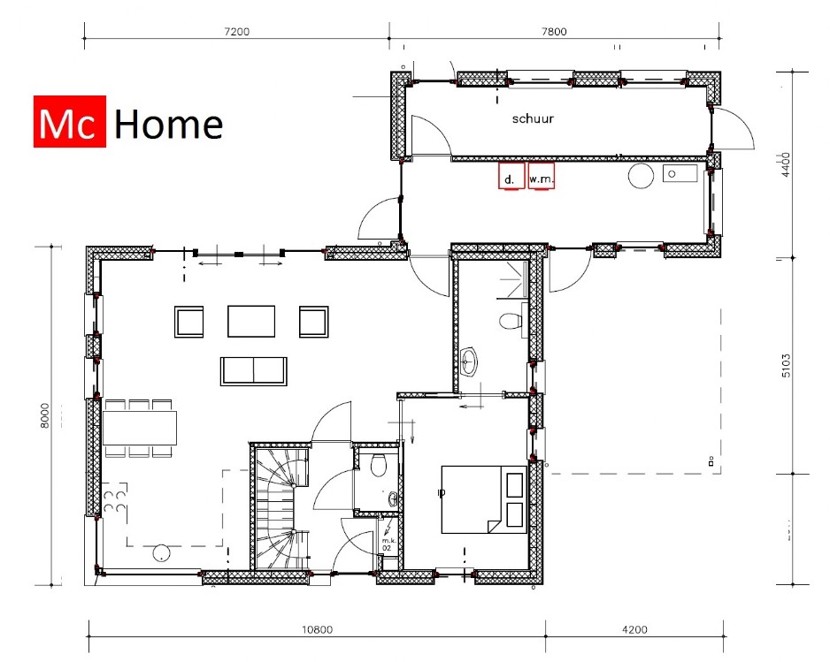 Mc-Home K142 moderne energieneutrale kapwoning slaapkamer begane grond ATLANTA MBS staalframebouw