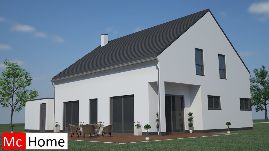 Mc-Home K17 in houtskeletbouw duurzaam gebouwde moderne energieneutrale woning met hellend dak