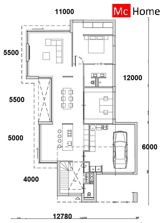 Mc-Home M347 moderne levensloopbestendige kubistische woning staalframebouw