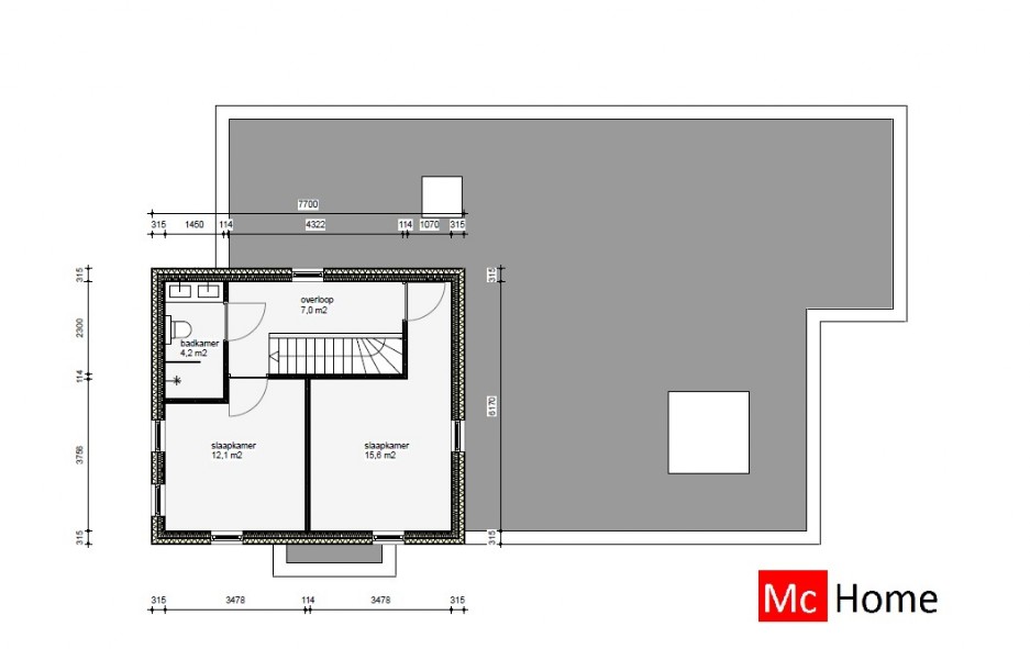 Mc-Home M378 levensloopbestendige woning met verdieping vanaf 250.000 euro ATLANTA staalframe 