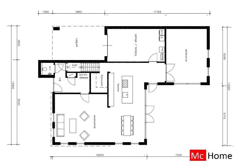 Mc-Home M380 strakke moderne villa in state-of-the-art bouwsysteem staalframebouw