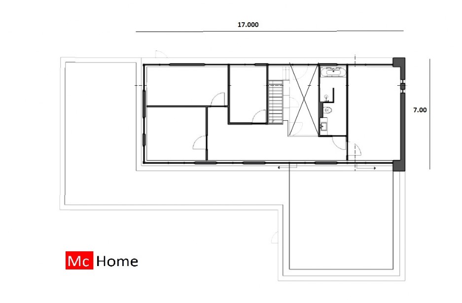 Mc-Home M381 v1 Moderne  levensloopbestendige woning onder  architectuur staalframebouw ATLANTA