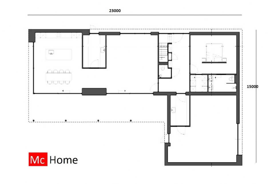 Mc-Home M381 v1 Moderne  levensloopbestendige woning onder  architectuur staalframebouw ATLANTA