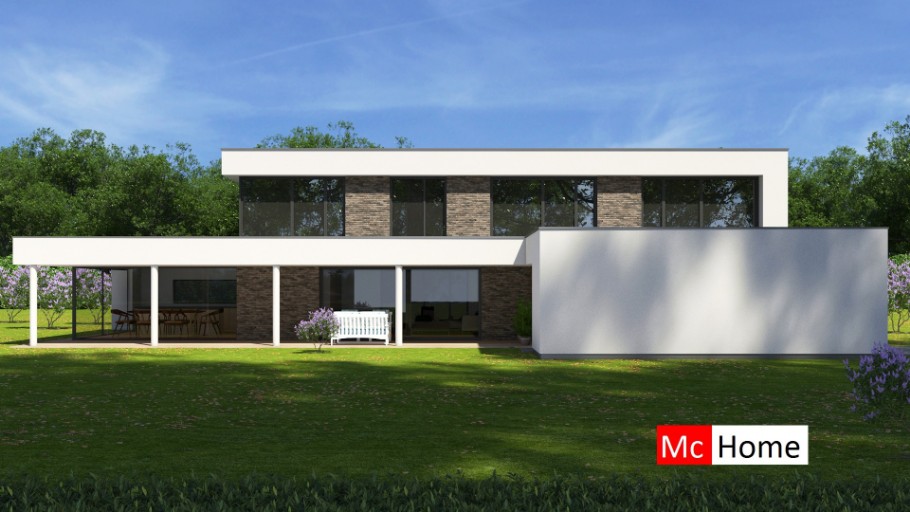 Mc-Home M381 v1 Moderne  levensloopbestendige woning onder  architectuur staalframebouw Nederland