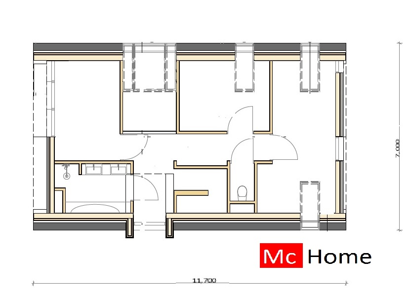 Mc-Home Moderne Schuurwoning K117 staalframebouwwijze energieneutraal