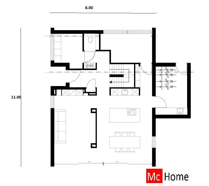 Mc-Home Schuurwoning K129 PREFAB bouw met Atlanta MBS staalframe