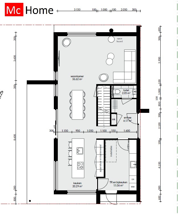 Mc-Home Schuurwoning energieneutraal passief aardbevingsbestendig staalframebouw K96 