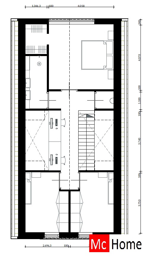 Mc-Home schuurwoning K89 moderne kap golfplaat en hout passief bouwen