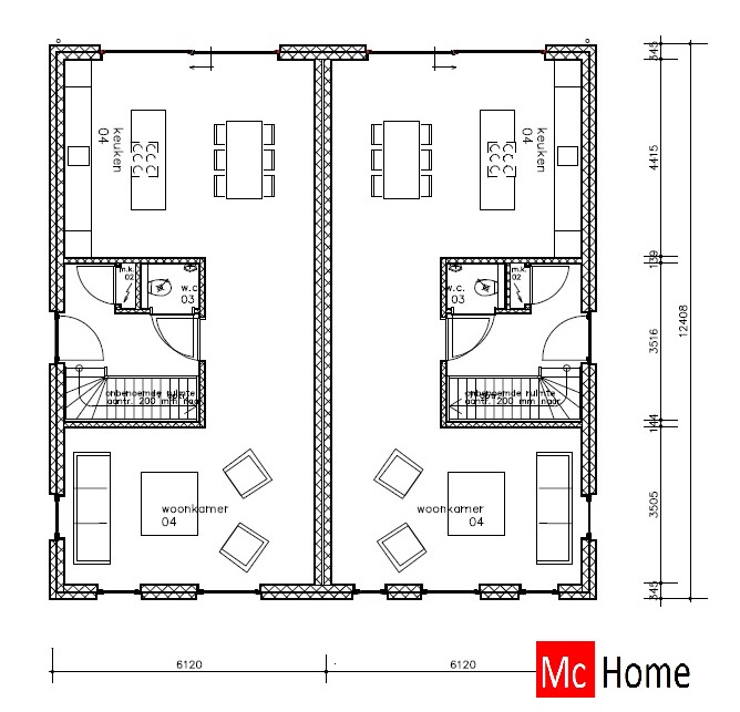 Mc-Home TK49 2 onder 1 kap geschakelde woning voor 150.000 of 200.000