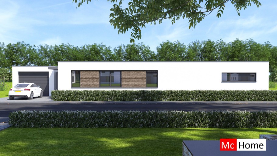 Mc-Home bungalow b162 met vlak dak Staalframebouw Nederland 