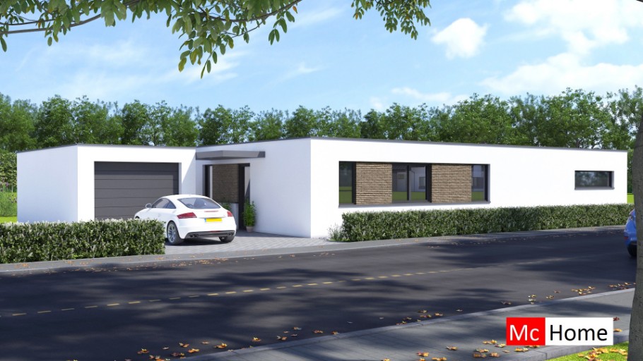Mc-Home bungalow b162 met vlak dak Staalframebouw Nederland 