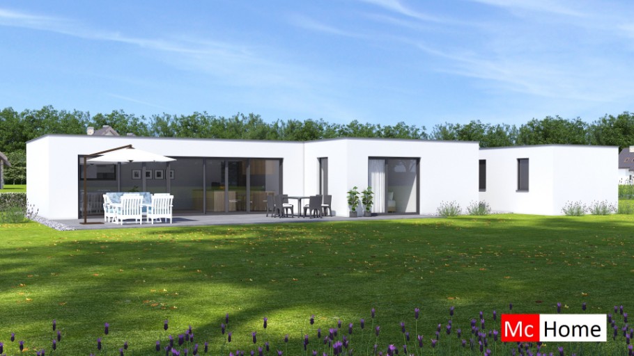 Mc-Home bungalow b162 met vlak dak Staalframebouw Nederland 