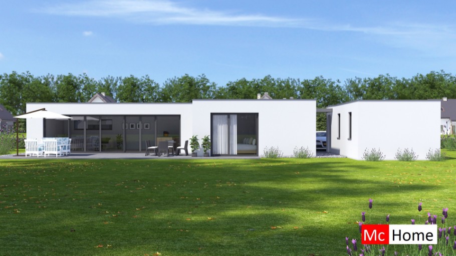 Mc-Home bungalow b162 met vlak dak Staalframebouw Nederland 