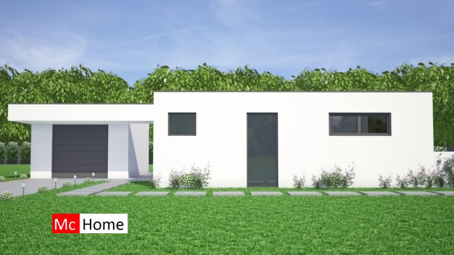 Mc-Home bungalow met plat dak  goedkoper bouwen ATLANTA MBS staalframe B145