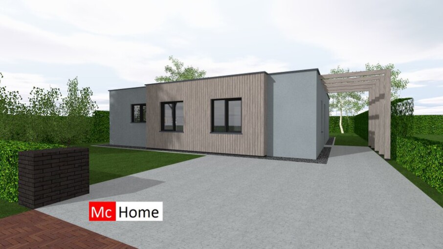 Mc-Home kleine bungalow alles gelijkvloers plat dak energiearm B60