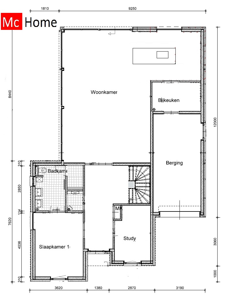 Mc-Home levensloopbestendige woning bungalow met kleine verdieping energieneutraal M250