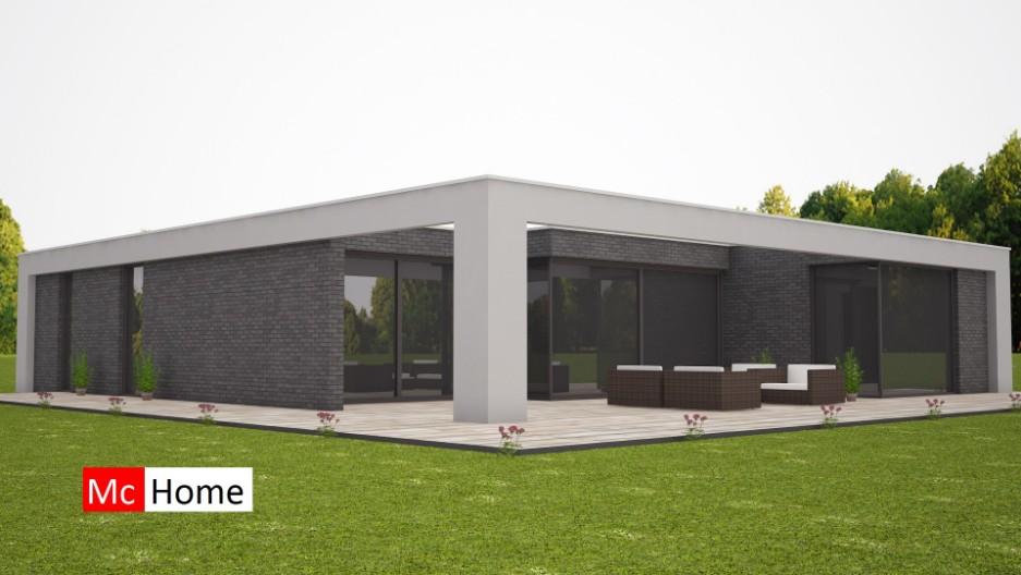 Mc-Home moderne kubistische bungalow onder architectuur plat dak alles op begane grond B42