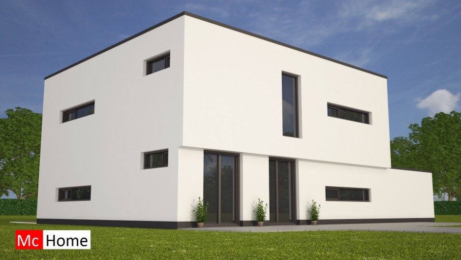 Mc-Home moderne kubistische woningbouw ontwerp M95 veel kozijnen en glas lamellen beschaduwing Mc-Home moderne kubistische woningbouw ontwerp M95 veel kozijnen en glas lamellen beschaduwing