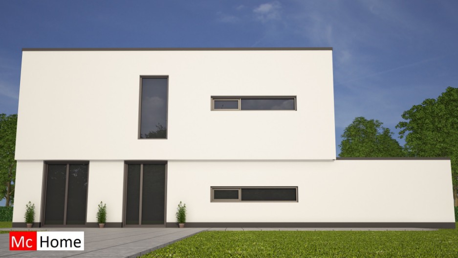 Mc-Home moderne kubistische woningbouw ontwerp M95 veel kozijnen en glas lamellen beschaduwing Mc-Home moderne kubistische woningbouw ontwerp M95 veel kozijnen en glas lamellen beschaduwing