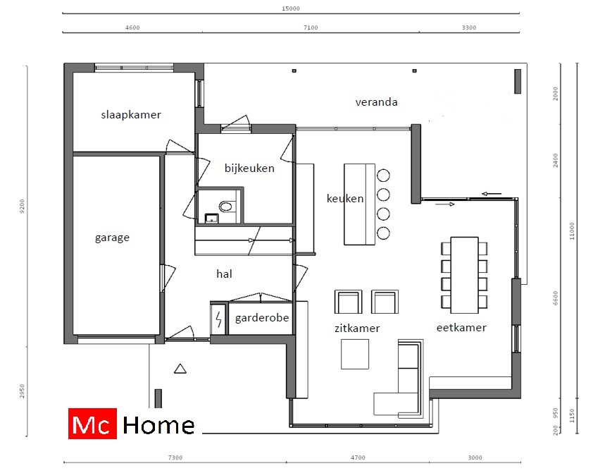 Mc-Home mooie strakke moderne  woning met overdekt terras M308 v1