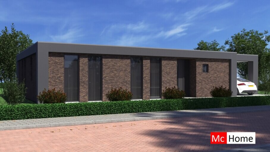 Mc-Home ontwerp B157 platdak bungalow bouwen staalframebouw Nederland