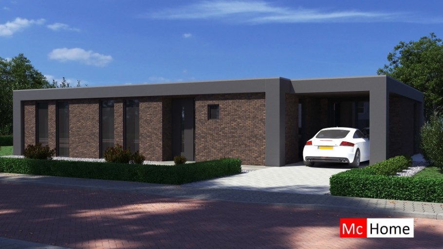 Mc-Home ontwerp B157 platdak bungalow bouwen staalframebouw Nederland