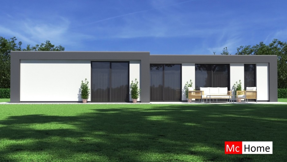 Mc-Home ontwerp B157 platdak bungalow bouwen vanaf 250.000 aannemer METEOR BV 