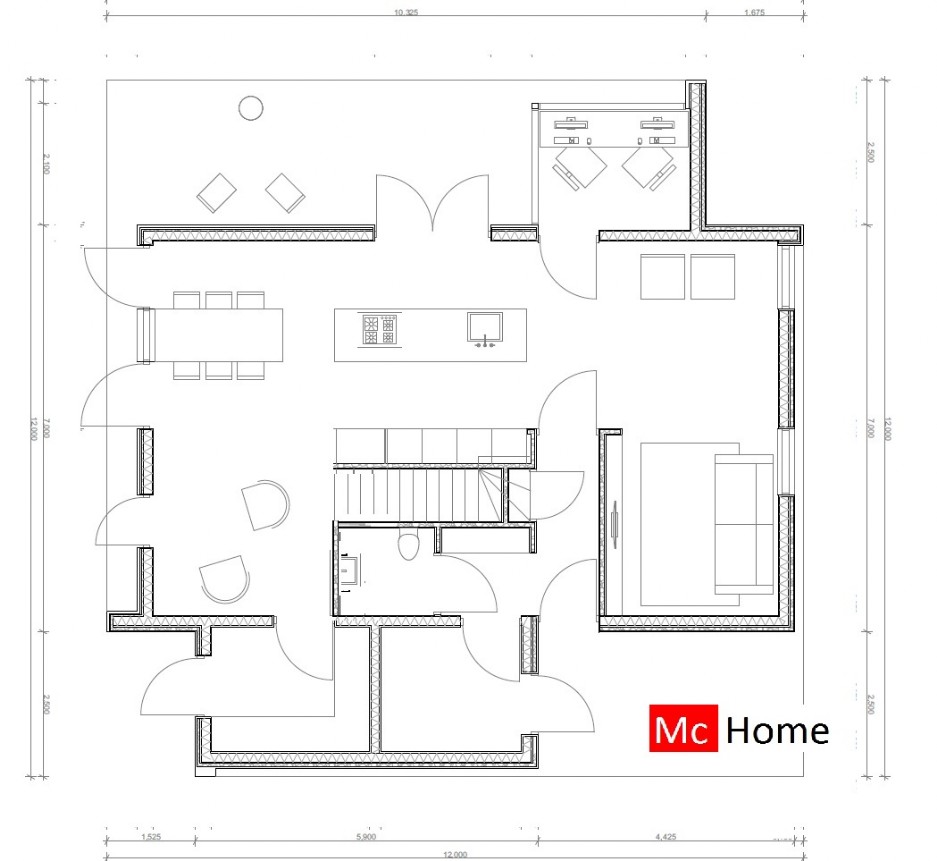 Mc-Home schuurwoning K108 plattegrond indeling bouwen met staalframe