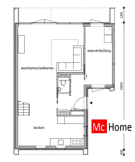 Mc-Home schuurwoning K89 moderne kap golfplaat en hout passief bouwen