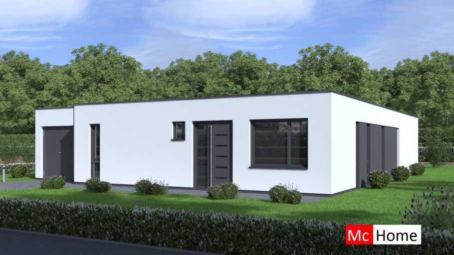Mc-Home staalframebouw Nederland B178 bungalow met plat dak en grote berging