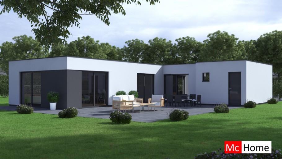 Mc-Home staalframebouw Nederland B178 bungalow met plat dak en grote berging