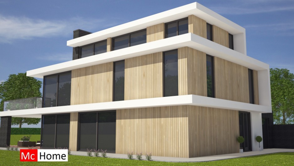 Mc-Home.nl Architectuur Energieneutrale Moderne kubistische villawoning met balkons terrassen M14