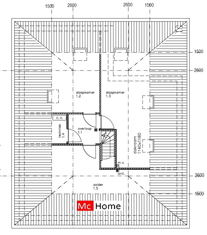 Mc-Home.nl B11 bungalow of eenlaagse woning bouwen en ontwerpen energieneutraal huis in staalframebouw of houtskelet aardbevingsbestendig