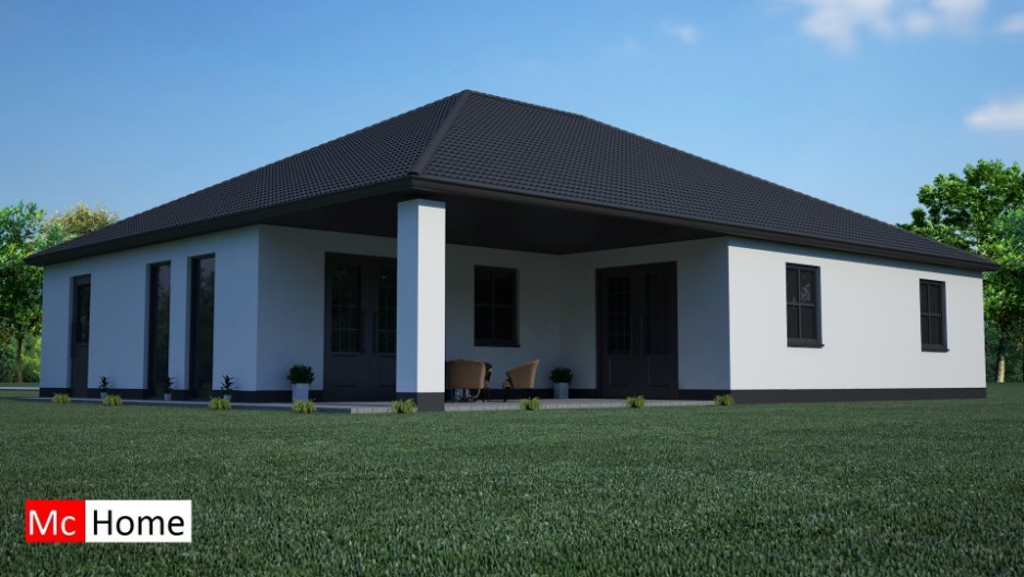 Mc-Home.nl B11 bungalow of eenlaagse woning bouwen en ontwerpen energieneutraal huis in staalframebouw of houtskelet aardbevingsbestendig