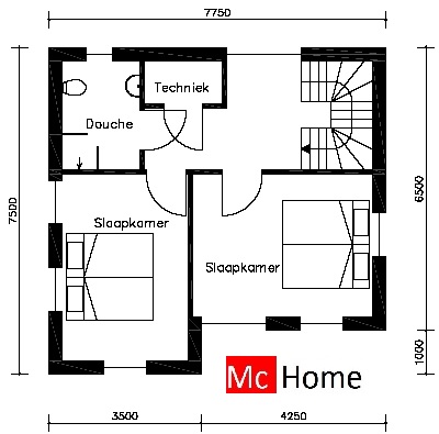 Mc-home.nl B21 nieuwe moderne woning bouwen gelijkvloers wonen met gastenverblijf in verdieping energieneutraal staalframebouw of traditioneel