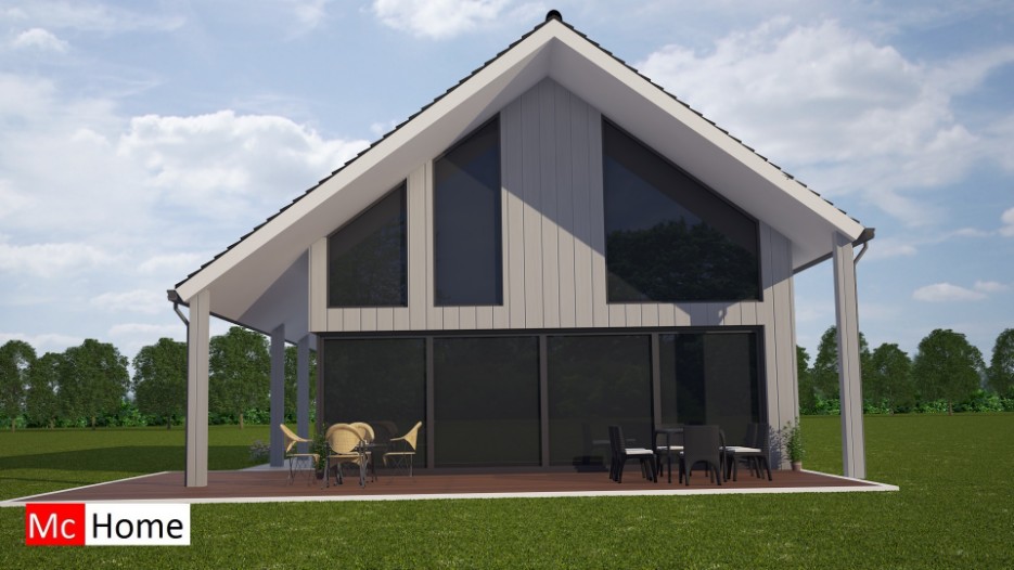 Mc-Home.nl K18 v1 modern landhuis schuurwoning met veel glas en kap energieneutraal  aardbevingsbestendig staalframebouw