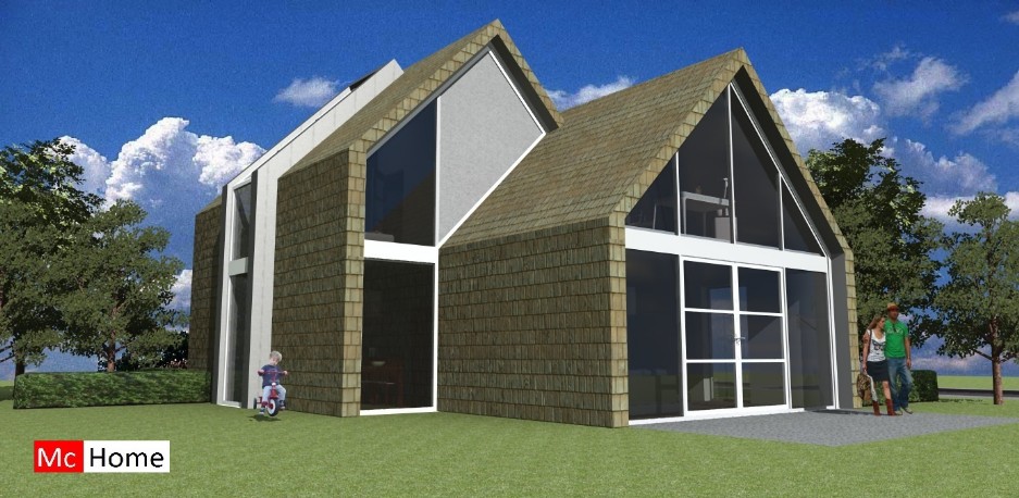 Mc-Home.nl K34 moderne schuurwoning met veel glas energieneutraal aardbevingsveilig staalframebouw