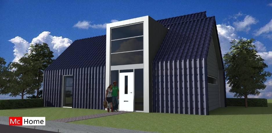 Mc-Home.nl K34 moderne schuurwoning met veel glas energieneutraal aardbevingsveilig staalframebouw