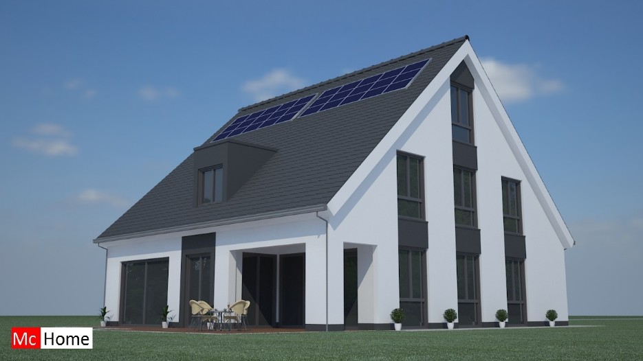 Mc-Home.nl K6 Moderne woning met kap bouwen aardbevingsbestendig staalframebouw energieneutraal passief 
