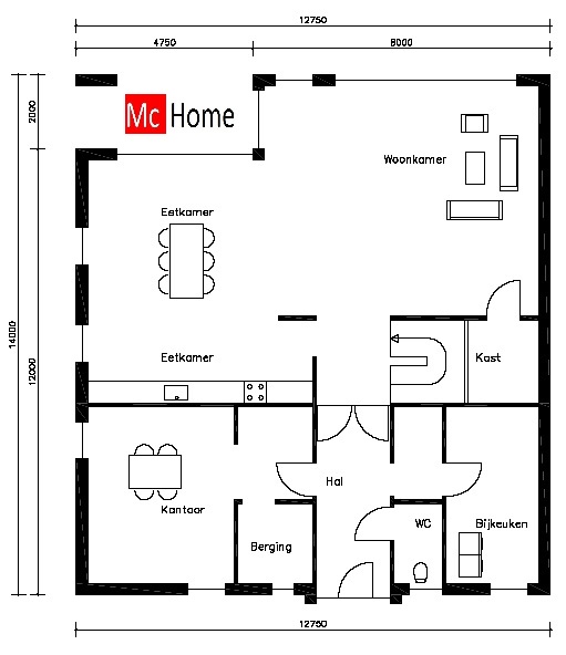 Mc-Home.nl K6 Moderne woning met kap bouwen aardbevingsbestendig staalframebouw energieneutraal passief 