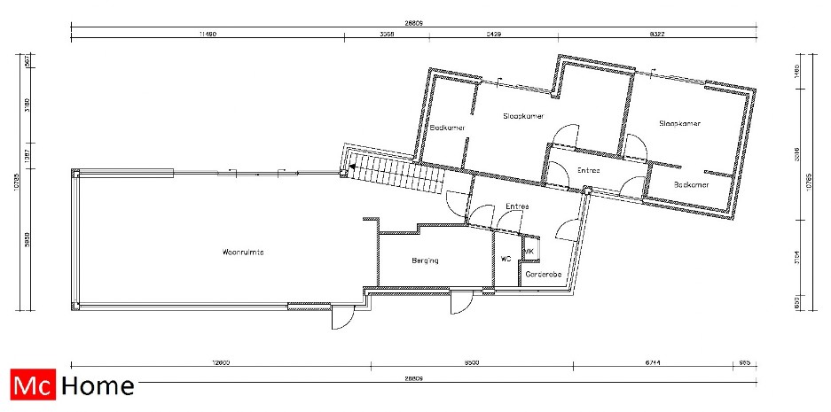 Mc-Home.nl M1 moderne kubistische woning met gastendeel of aanleundeel staalframebouw