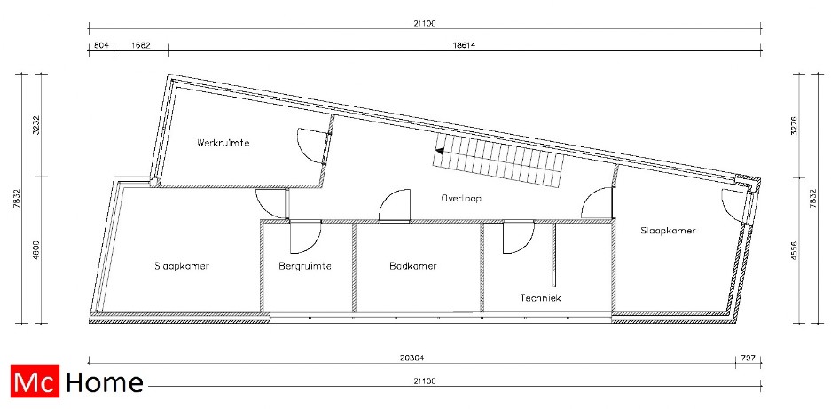 Mc-Home.nl M1 moderne kubistische woning met gastendeel of aanleundeel staalframebouw