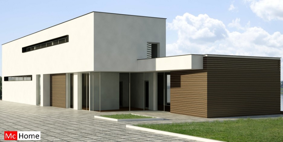 Mc-Home.nl M1 moderne kubistische woning met gastendeel of aanleundeel staalframebouw