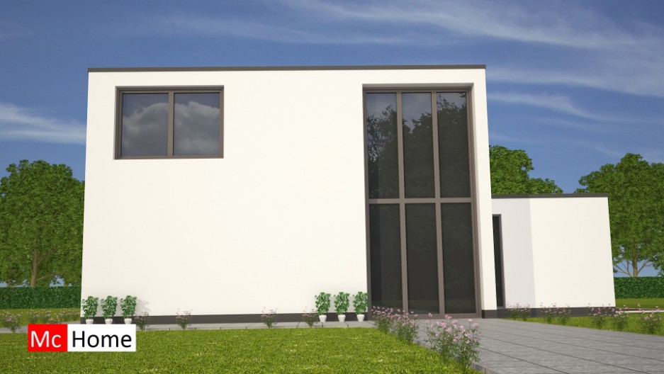 Mc-Home.nl M108 moderne kubustische woning met veel glas vide en serre energieneutraal bouwen met modern bouwsysteem 