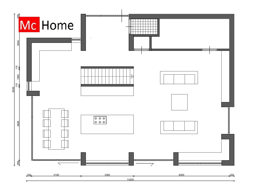 Mc-Home.nl M108 moderne kubustische woning met veel glas vide en serre energieneutraal bouwen met modern bouwsysteem 